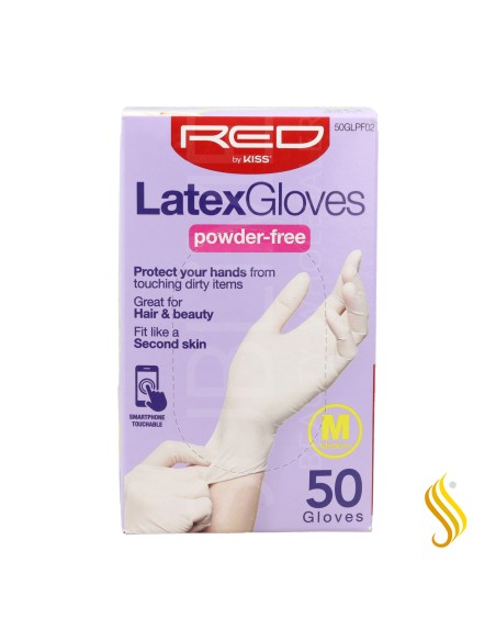 Red Kiss Powder Free Latex Gloves M 50 Piezas Guantes